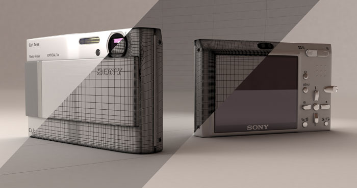 Sony kamera 3D visualisering af wireframed for Futurecom/Photocare